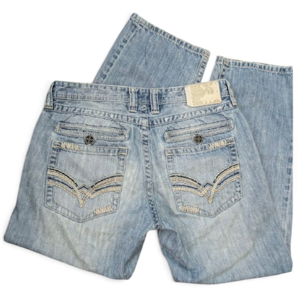 AFFLICTION Black Premium Grant Denim Jeans Distressed Light Wash Men's 33 Short